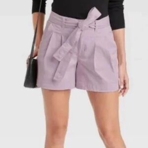 A New Day Women’s Size 6 High-Rise Pleat Front Shorts Light Purple Tie waist‎